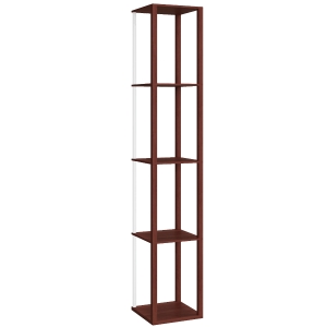 HOMCOM RGB LED Floor Lamp with Shelves, Modern Dimmable Standing Lamp with Remote Control, Adjustable Brightness & Speed for Living Room, Bedroom, Office, Brown