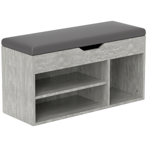 HOMCOM Scarpiera Salvaspazio Imbottita a 3 Ripiani Aperti con Spazio a Scomparsa, in Legno, 80x30x45 cm, Nero e Grigio