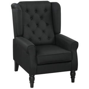 HOMCOM Retro Wingback Armchair Linen Tufted Black