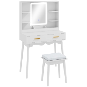 HOMCOM Dressing Table with LED Mirror - White