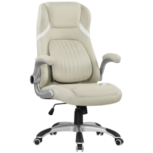Vinsetto Office Chair Linen-Look Adjustable Height Beige