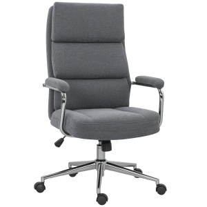 HOMCOM Executive Office Chair Linen Adjustable Charcoal Grey