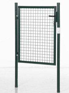 HOMCOM Puerta Verja de Jardín de Acero con Cerradura Manija y 3 Llaves Puerta de Valla Cerca para Exterior Patio Terraza 97x150 cm Verde