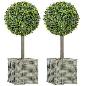HOMCOM Lot 2 Plantes Artificielles Intérieur/Extérieur Vert