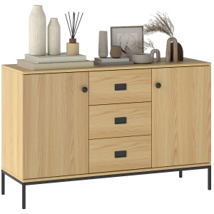 HOMCOM Buffet Contemporain 120x39,5cm Noir/Bois
