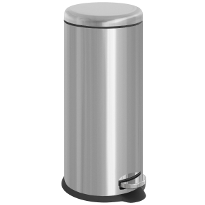 HOMCOM Cubo de Basura con Apertura a Pedal Basurero Automático Cierre Interno Extraíble con Volumen de 30 L Acero Inoxidable Ф29,2x62,9 cm Plateado