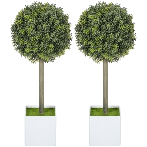 HOMCOM Ensemble 2 Boules Buis Artificielles 45cm Plastique
