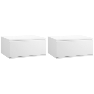 Homcom Set 2 Noptiere Suspendate – Sertar Alb, MDF & PAL