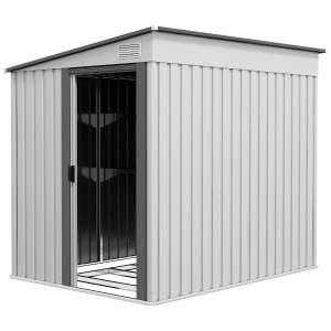 Outsunny Abri de jardin métallique 2,81m² 154x206,5x181 cm Hangar avec Toit en Pente Fondation