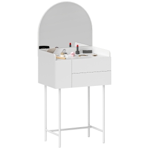 HOMCOM Dressing Table Arched Mirror 3 Drawers White