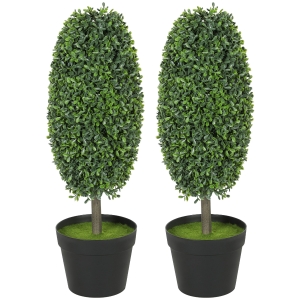 HOMCOM Lot 2 Plantes Artificielles Résistantes UV Vert