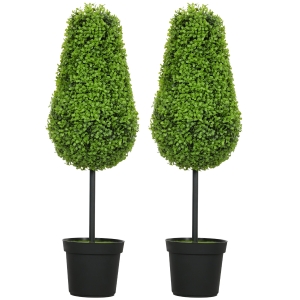 HOMCOM Set 2 Plantes Artificielles Larme 90cm avec Pot Moderne