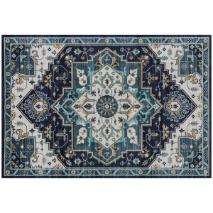 HOMCOM Alfombra Boho Antideslizante y Lavable a Pelo Corto para Sala y Dormitorio, 230x160 cm, Multicolor