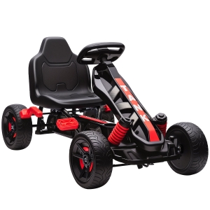 AIYAPLAY Kids Pedal Go Kart with Brake EVA Wheels Red