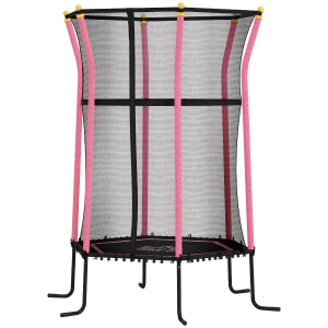 HOMCOM Trampolin für Kinder, Ø163,5 cm, mit Sicherheitsnetz, gepolstert, Stahl, belastbar bis 50 kg