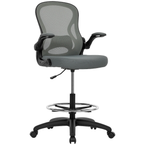 Vinsetto Mesh Draughtsman Chair with Lumbar Support Grey