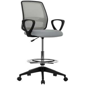 Vinsetto Draughtsman Office Chair with Footrest Light Grey