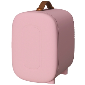 HOMCOM Mini Lodówka Beauty Fridge, Pojemność 4 L, Wymiary 20,3 x 26,3 x 28 cm, Różowa