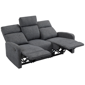 HOMCOM Fotel 3-osobowy, indywidualnie regulowane oparcia, podnóżek, materiał obiciowy, stal, Szary