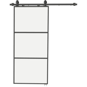HOMCOM Drzwi przesuwne z mlecznym szkłem, system prowadnic, zestaw montażowy, mechanizm Soft-Close, łatwy montaż, stal, czarny