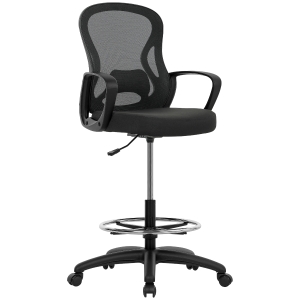 Vinsetto Ergonomic Drafting Chair Mesh Lumbar Support Black