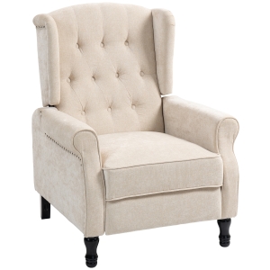 HOMCOM Vintage Reclining Armchair with Footrest Beige