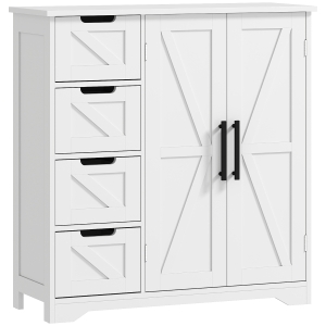 HOMCOM Mueble de baño, mueble de almacenamiento, con 4 cajones, 1 armario, para espacios pequeños, 81,2 x 30 x 83,8 cm, blanco
