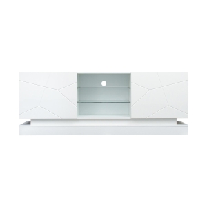 High Gloss TV Cabinet Stand with Smart LED Lighting, White