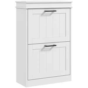 HOMCOM Meuble à chaussures, 2 portes abattants, étagères réglables, pour entrée, couloir, 54 x 24 x 82,5 cm, blanc