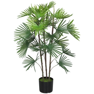 HOMCOM Plante artificielle intérieure 90 cm, palmier arbre artificiel avec pot en plastique et flocage, vert
