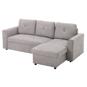 HOMCOM Sofa trzyosobowa z funkcją spania, sofa z chaiselongue, tapicerowana sofa, szara