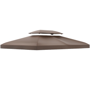 Outsunny Techo de Repuesto para Cenador 4x3 m Cubierta de Repuesto con Techo Doble 10 Orificios de Drenaje y Protección UV Toldo de Recambio para Pabellón Gazebo Marrón