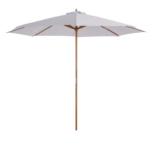 Outsunny Parasol de jardin extérieur parasol droit double toit en bois polyester haute densité protection solaire Ø 3 x 2,5 m blanc