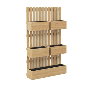 Outsunny Jardineira Murale Canteiro com 5 Vasos Treliça em Madeira Maciça Removíveis 60x16x100 cm