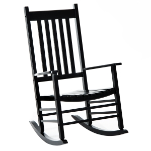 Outsunny Wooden Rocking Chair Patio Garden Seat Black