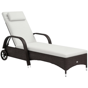 Outsunny Lettino Sdraio 200cm x 73cm Marrone, Crema