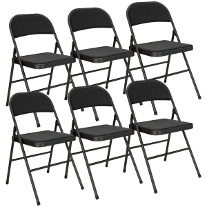 HOMCOM Lote de 6 Cadeiras Dobráveis Cadeiras de Jantar Portáteis Estrutura de Aço 45x46x78 cm Preto