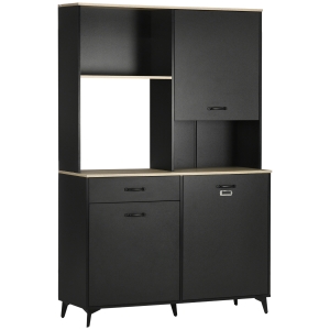 HOMCOM Buffet Alto estilo Industrial Multi Armário 3 Portas com Prateleira Gaveta Nicho Grande Balcão Metal Preto