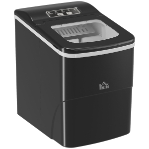 HOMCOM Countertop Ice Machine, 12Kg in 24 Hrs, 9 Cubes Ready in 8 Mins, Portable Ice Cube Maker with Self-Cleaning, Ice Scoop and Basket for Home, Kitchen, No Plumbing Required, Black