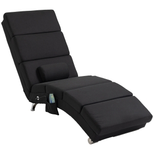 HOMCOM Cadeira de Massagem Poltrona Relaxante Poltrona Reclinável com 8 Pontos de Vibração 5 Modos 56x168x84 cm Preto