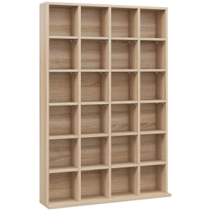 HOMCOM Móvel de Armazenamento Multimídia 480 CD/312 DVD Biblioteca em Madeira com Prateleiras Ajustáveis 89x130,5 cm Madeira Natural