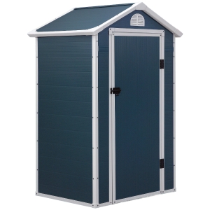 Outsunny Gerätehaus 1,9m² 134x104x204cm Geräteschuppen mit Satteldach Tür wetterfest Gartenhaus Outdoor Garten Schuppen Schrank für Hinterhof Außenbereich Dunkelgrau