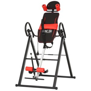 HOMCOM Tabla de Inversión por Gravedad Plegable con Inclinación hasta 90° y Cinturones de Seguridad 79x114x153 cm Rojo y Negro