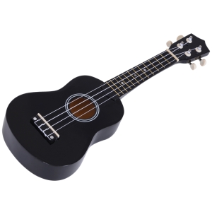 HOMCOM Ukelele Soprano para Principiantes con 4 Cuerdas de Nylon Ajustables Juguete educativo 53x17,5x6,2cm Negro