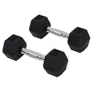 HOMCOM Hantelset, 2er Set Hanteln mit gerändeltem Griff, Kurzhantelset aus Gusseisen, 2 x 5 kg, Kurzhanteln für Männer und Frauen, Dumbbell Set für Zuhause, Fitnessstudio, Krafttraining