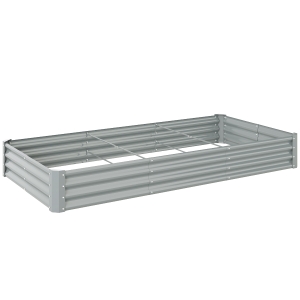 Outsunny 240 x 120cm Galvanised Steel Open Planter - Silver