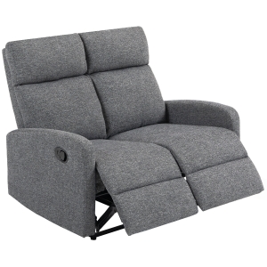 HOMCOM 2-osobowa sofa z regulowanymi oparciami, podnóżek, materiałowa tapicerka, stal, Szary