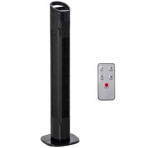 HOMCOM Ventilador de Torre 50W con Mando a Distancia 3 Velocidades Pantalla Temporizador y Oscilante 70° Ø20x78,5 cm Negro
