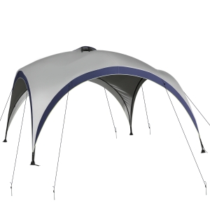 Outsunny Garten Pavillon Gartenzelt Festzelt Partyzelt Sonnenschutz wetterfest Metallstange + Polyester Cremeweiß + Blau 4 x 4 x 2,5 m
