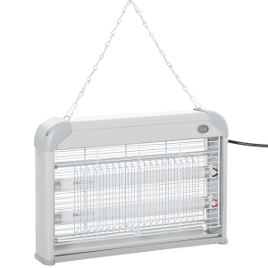 Outsunny Lámpara Anti-mosquitos Lámpara Mata Insectos Eléctrico Luz Ultravioleta 20W con 2 Tubos Área de Acción 60m² Interiores Exteriores 39x7,5x26,5 cm Blanco
